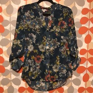 Flowered button down blouse